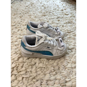 Girls' Puma White & Blue Sparkle Sneakers Size 13 (Little Girl) lace up